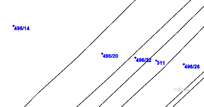 Parcela st. 496/20 v KÚ Tis u Habrů, Katastrální mapa