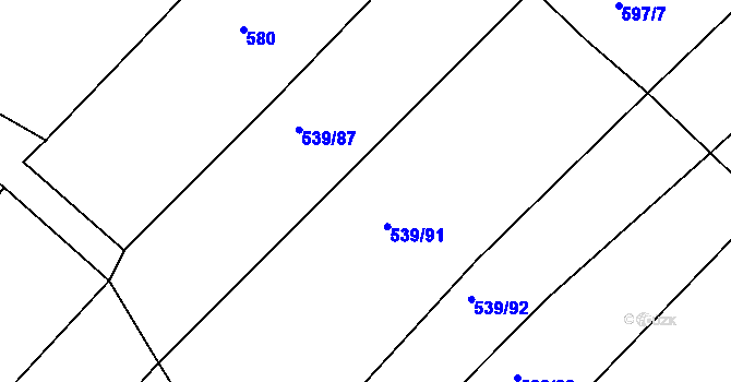 Parcela st. 539/90 v KÚ Tis u Habrů, Katastrální mapa