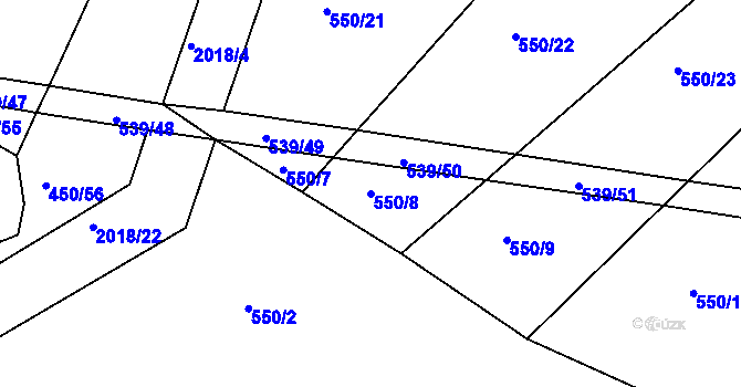 Parcela st. 550/8 v KÚ Tis u Habrů, Katastrální mapa