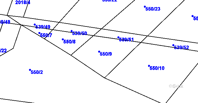 Parcela st. 550/9 v KÚ Tis u Habrů, Katastrální mapa