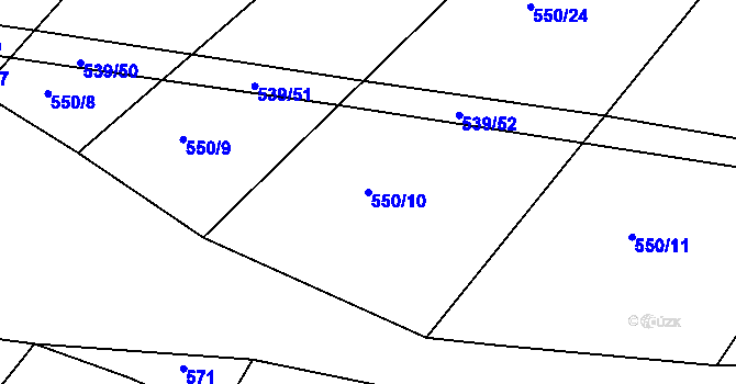 Parcela st. 550/10 v KÚ Tis u Habrů, Katastrální mapa