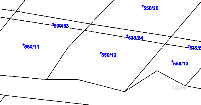 Parcela st. 550/12 v KÚ Tis u Habrů, Katastrální mapa