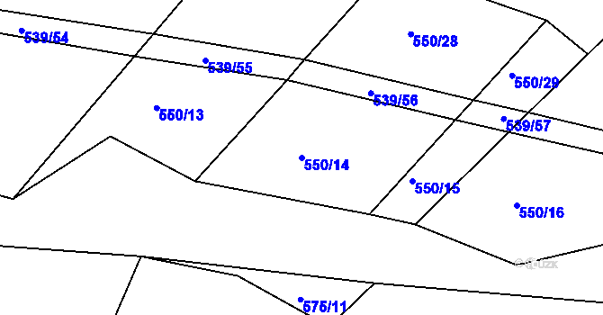 Parcela st. 550/14 v KÚ Tis u Habrů, Katastrální mapa