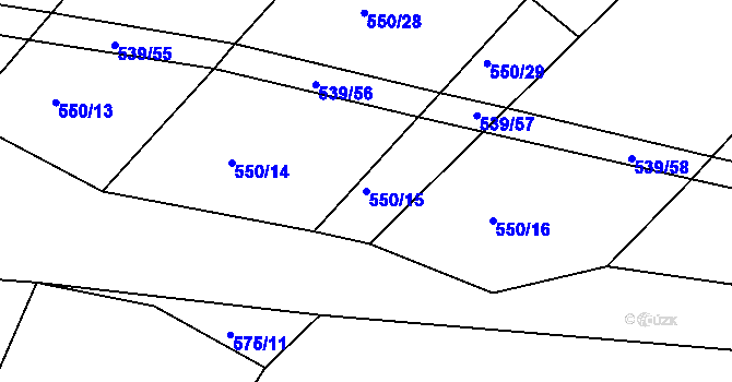Parcela st. 550/15 v KÚ Tis u Habrů, Katastrální mapa