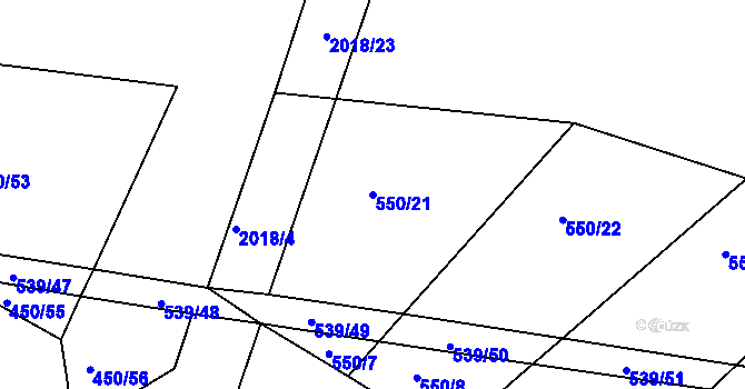 Parcela st. 550/21 v KÚ Tis u Habrů, Katastrální mapa