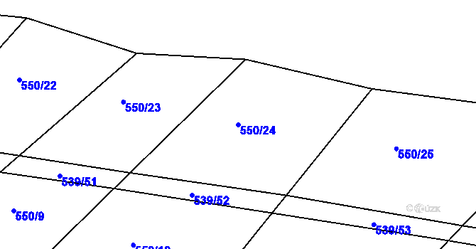 Parcela st. 550/24 v KÚ Tis u Habrů, Katastrální mapa