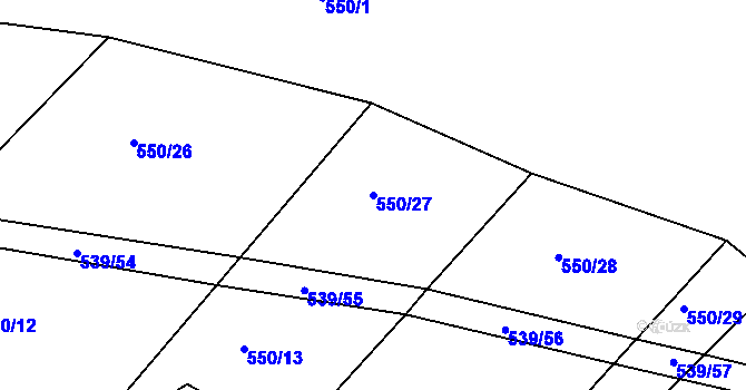 Parcela st. 550/27 v KÚ Tis u Habrů, Katastrální mapa