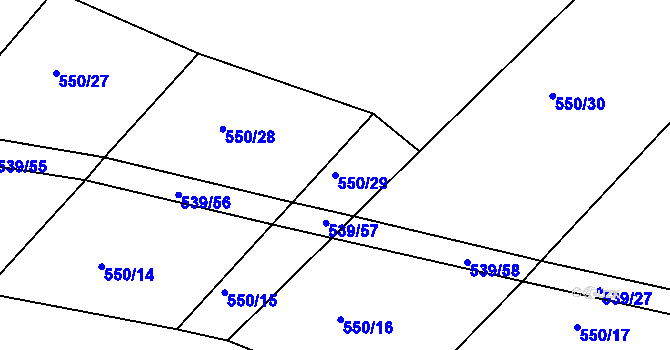 Parcela st. 550/29 v KÚ Tis u Habrů, Katastrální mapa