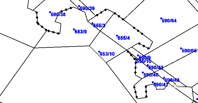 Parcela st. 653/10 v KÚ Tis u Habrů, Katastrální mapa
