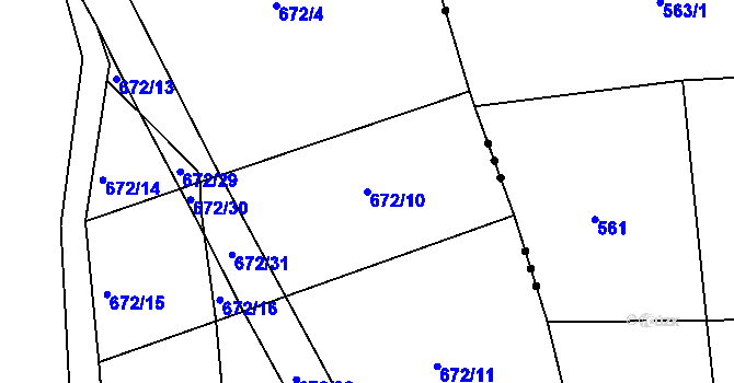 Parcela st. 672/10 v KÚ Tis u Habrů, Katastrální mapa