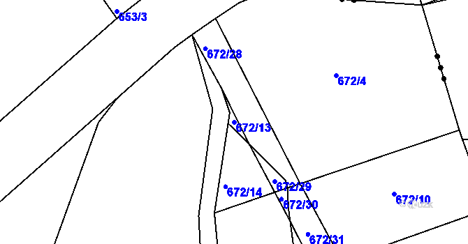 Parcela st. 672/13 v KÚ Tis u Habrů, Katastrální mapa