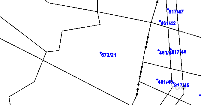 Parcela st. 672/21 v KÚ Tis u Habrů, Katastrální mapa