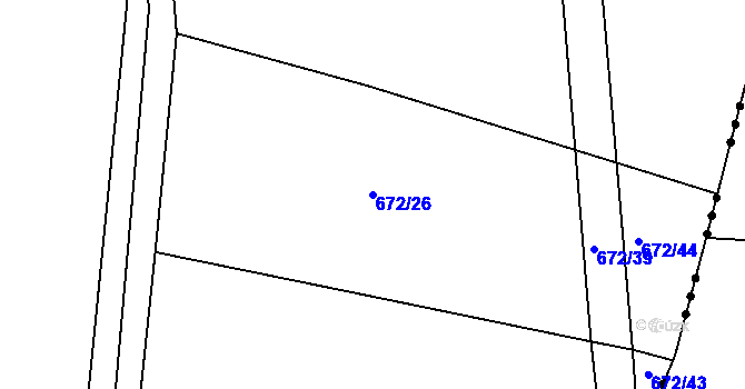 Parcela st. 672/26 v KÚ Tis u Habrů, Katastrální mapa