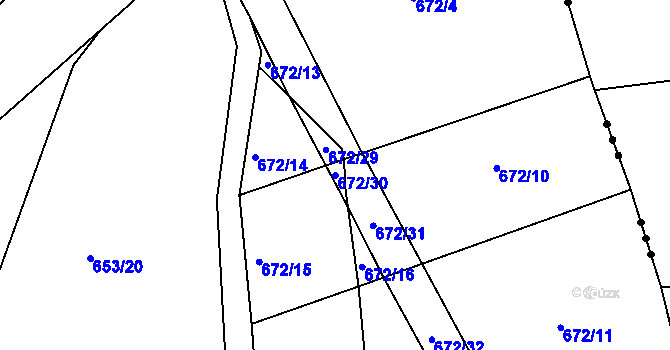 Parcela st. 672/30 v KÚ Tis u Habrů, Katastrální mapa