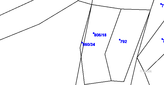 Parcela st. 860/34 v KÚ Tis u Habrů, Katastrální mapa