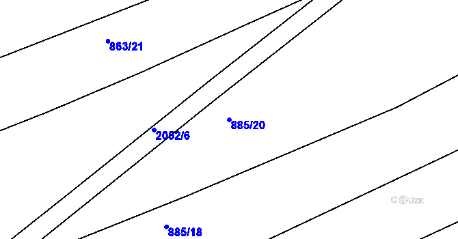Parcela st. 885/20 v KÚ Tis u Habrů, Katastrální mapa