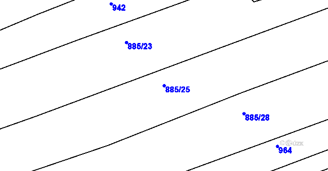 Parcela st. 885/25 v KÚ Tis u Habrů, Katastrální mapa
