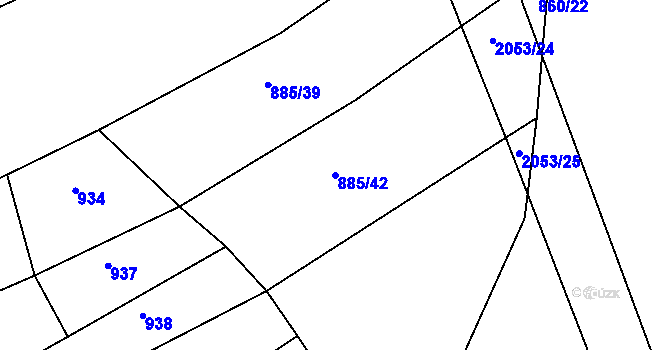 Parcela st. 885/42 v KÚ Tis u Habrů, Katastrální mapa