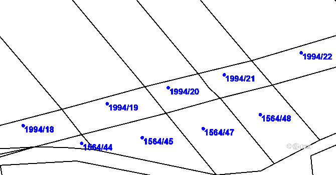 Parcela st. 1994/20 v KÚ Tis u Habrů, Katastrální mapa