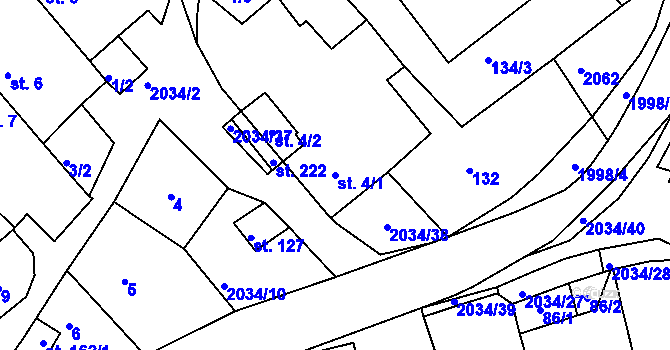 Parcela st. 4/1 v KÚ Tis u Habrů, Katastrální mapa