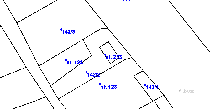 Parcela st. 233 v KÚ Tis u Habrů, Katastrální mapa
