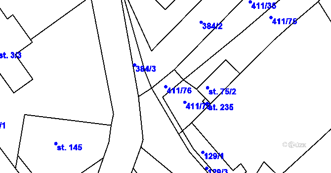 Parcela st. 411/76 v KÚ Tis u Habrů, Katastrální mapa