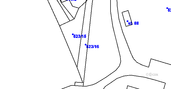 Parcela st. 523/16 v KÚ Balková, Katastrální mapa