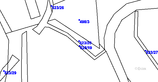 Parcela st. 523/20 v KÚ Balková, Katastrální mapa