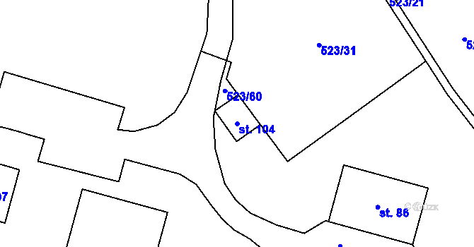 Parcela st. 104 v KÚ Balková, Katastrální mapa