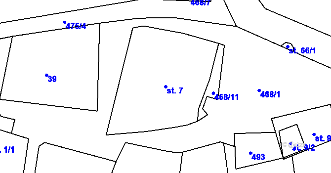 Parcela st. 7 v KÚ Kračín, Katastrální mapa