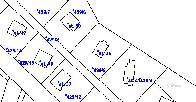 Parcela st. 35 v KÚ Kračín, Katastrální mapa