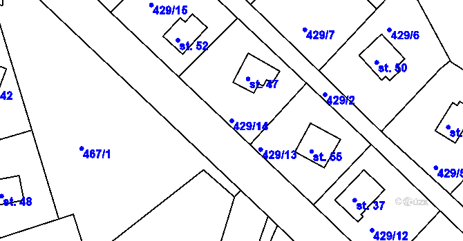 Parcela st. 429/14 v KÚ Kračín, Katastrální mapa