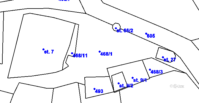 Parcela st. 468/1 v KÚ Kračín, Katastrální mapa
