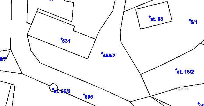 Parcela st. 468/2 v KÚ Kračín, Katastrální mapa