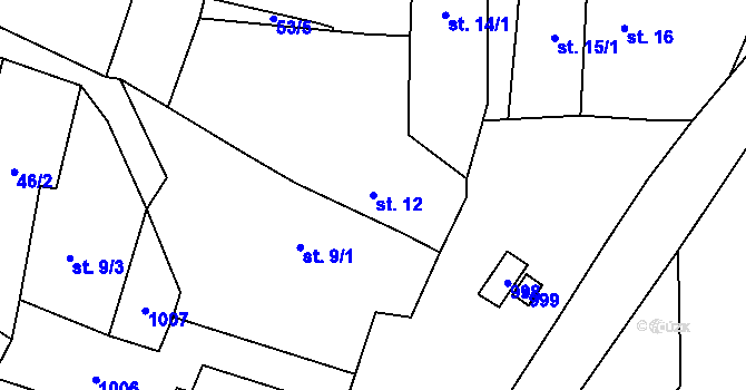 Parcela st. 12 v KÚ Tis u Blatna, Katastrální mapa