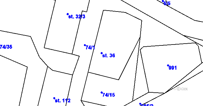 Parcela st. 36 v KÚ Tis u Blatna, Katastrální mapa