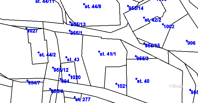Parcela st. 41/1 v KÚ Tis u Blatna, Katastrální mapa