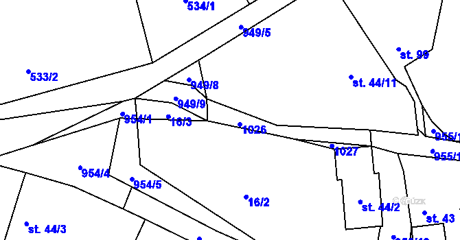 Parcela st. 44/8 v KÚ Tis u Blatna, Katastrální mapa