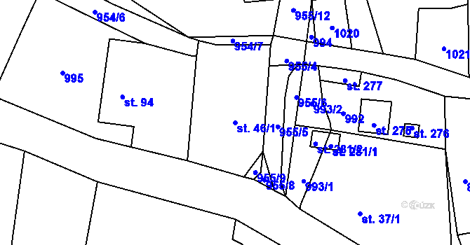 Parcela st. 46/1 v KÚ Tis u Blatna, Katastrální mapa