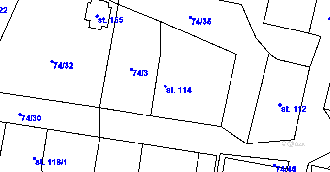 Parcela st. 114 v KÚ Tis u Blatna, Katastrální mapa