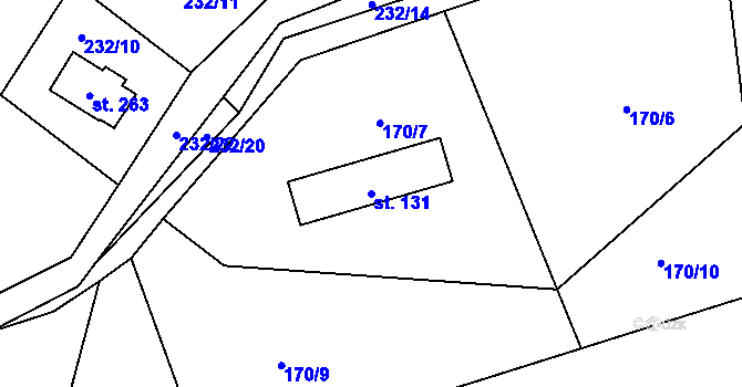 Parcela st. 131 v KÚ Tis u Blatna, Katastrální mapa
