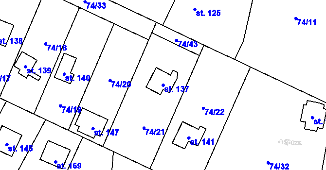 Parcela st. 137 v KÚ Tis u Blatna, Katastrální mapa
