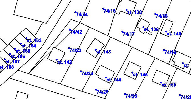 Parcela st. 143 v KÚ Tis u Blatna, Katastrální mapa