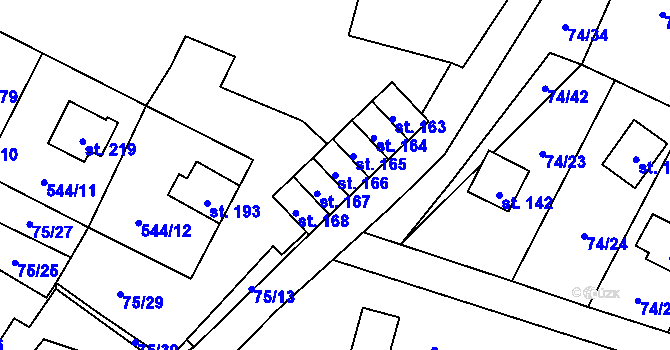 Parcela st. 166 v KÚ Tis u Blatna, Katastrální mapa