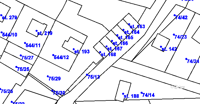 Parcela st. 168 v KÚ Tis u Blatna, Katastrální mapa