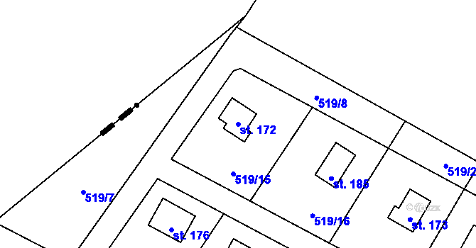 Parcela st. 172 v KÚ Tis u Blatna, Katastrální mapa