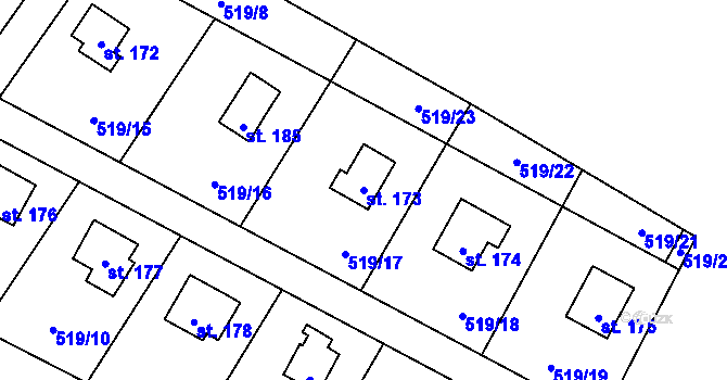 Parcela st. 173 v KÚ Tis u Blatna, Katastrální mapa