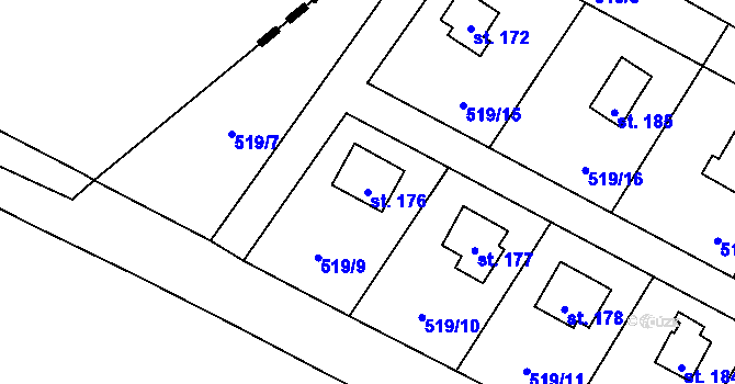Parcela st. 176 v KÚ Tis u Blatna, Katastrální mapa