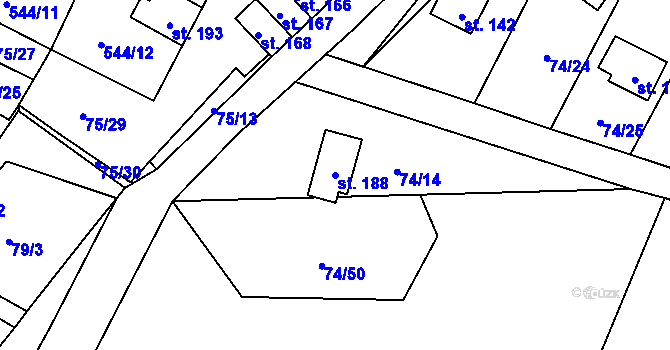 Parcela st. 188 v KÚ Tis u Blatna, Katastrální mapa