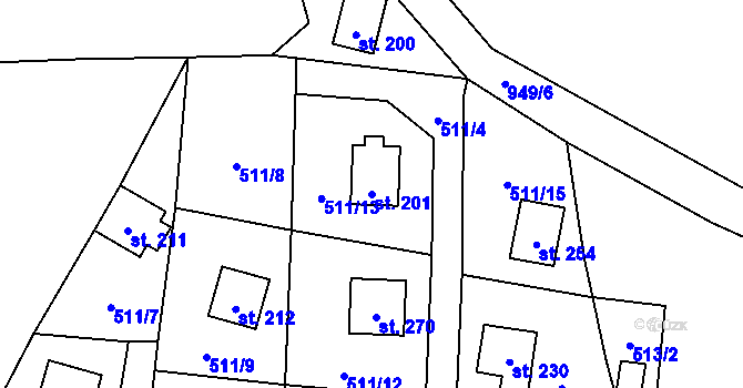 Parcela st. 201 v KÚ Tis u Blatna, Katastrální mapa
